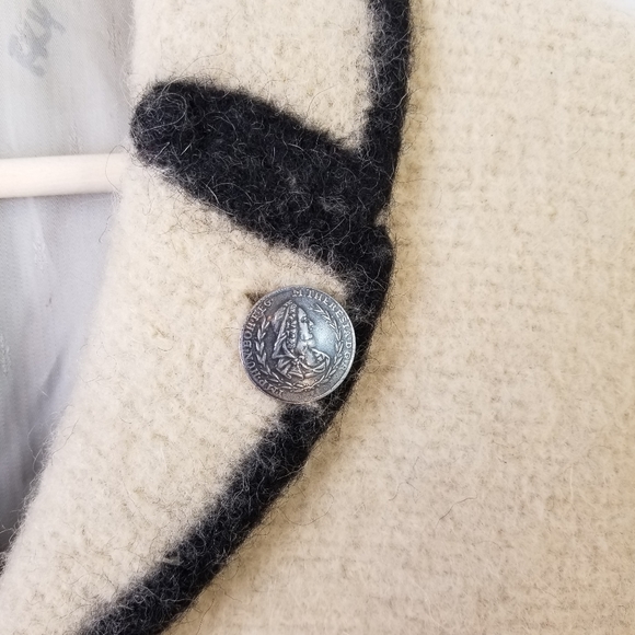 🖤 Vtg Wool Jacket | Cream & Black Trim | Size 8 ✨ - Picture 3 of 8